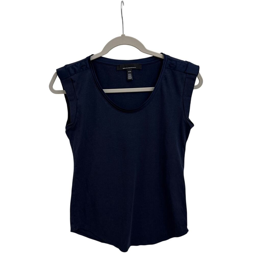 WHBM White House Black Market Blue Scoop Neck Short Sleeve Shirt Size XXS